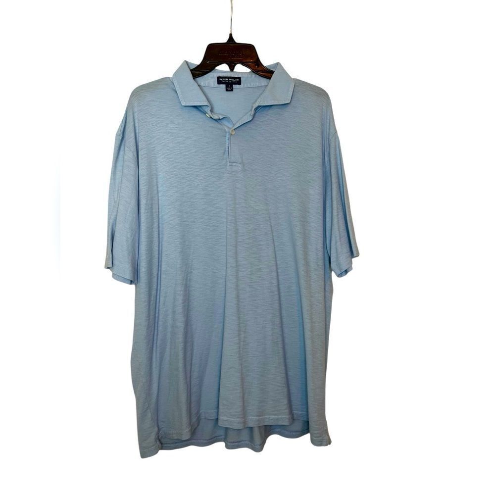 PETE MILLAR MENS LARGE BABY BLUE SHORT SLEEVE POLO SHIRT‎ CASUAL FIT